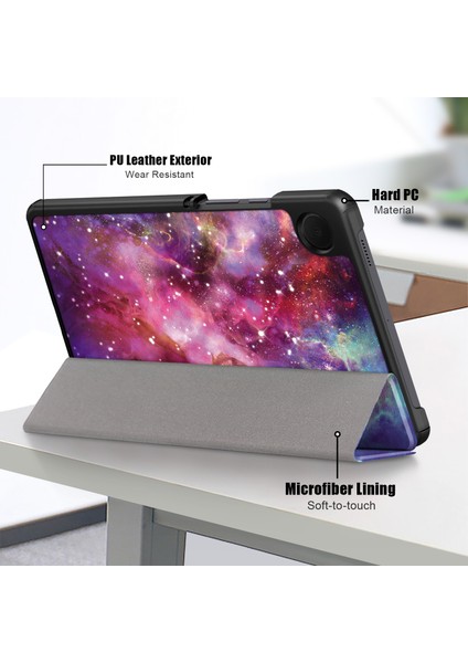 Samsung Galaxy Tab A9 X115 Üç Katlı Standı Deri Desen Baskı Galaxy Tablet Kılıfı (Yurt Dışından)