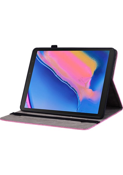 Samsung Galaxy Tab A 8.0 (2019) SM T290 (WI FI) SM T295 (Lte) Pu Deri Kart Tutucu Baskılı Standı Tablet Kılıfı (Yurt Dışından)
