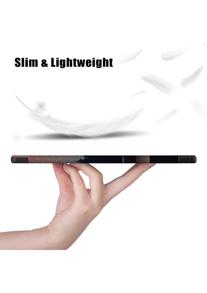 Samsung Galaxy Tab S9 Fe SM X510 SM X516 Üç Katlı Stand Desen Baskı Gece Vakti Tablet Kılıfı (Yurt Dışından) modelleri