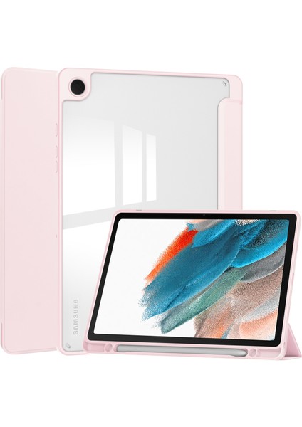 Şeffaf Arka Samsung Galaxy Tab A9 Pu Tpu Akrilik Kalem Yuvalı Tablet Kılıfı (Yurt Dışından)