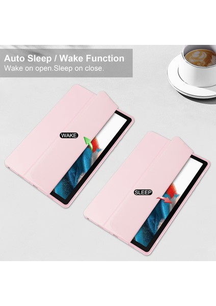 Şeffaf Arka Samsung Galaxy Tab A9 Pu Tpu Akrilik Kalem Yuvalı Tablet Kılıfı (Yurt Dışından)
