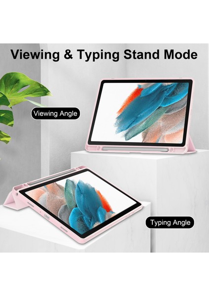 Şeffaf Arka Samsung Galaxy Tab A9 Pu Tpu Akrilik Kalem Yuvalı Tablet Kılıfı (Yurt Dışından)