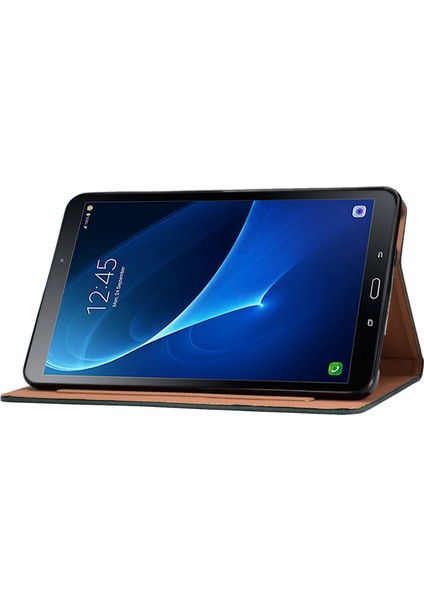 Samsung Galaxy Tab A 10.1 (T580 T585) Dikişli Pu Deri Standı kart Yuvaları Manyetik Kapatma Tablet Kılıfı (Yurt Dışından)