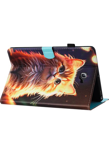 Samsung Galaxy Tab A 10.1 (2016) T580 Folio Flip Deri Kart Yuvaları Cat Tablet Kılıfı (Yurt Dışından)