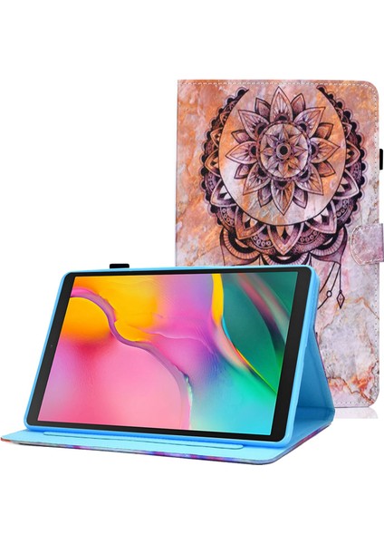 Samsung Galaxy Tab A 10.1 (2019 T510 T515) Dikişli Manyetik Kapatma Pu Deri Kart Yuvaları Standı Tablet Kılıfı (Yurt Dışından)