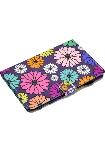 Samsung Galaxy Tab A8 10.5 (2021 2022) Pu Deri Baskı Smart Folio Standlı Dikiş Kart Yuvalı Kalemlik Papatyalar Tablet Kılıfı (Yurt Dışından)
