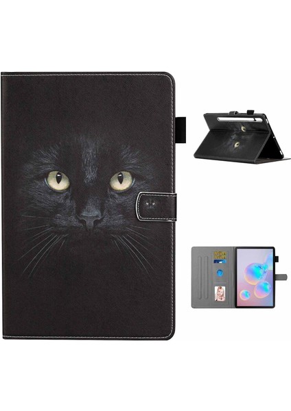 Desen Baskı Deri Kart Tutucu Standı Samsung Galaxy Tab S7 T870 T875 S8 CAT Eyes Tablet Kılıfı (Yurt Dışından)