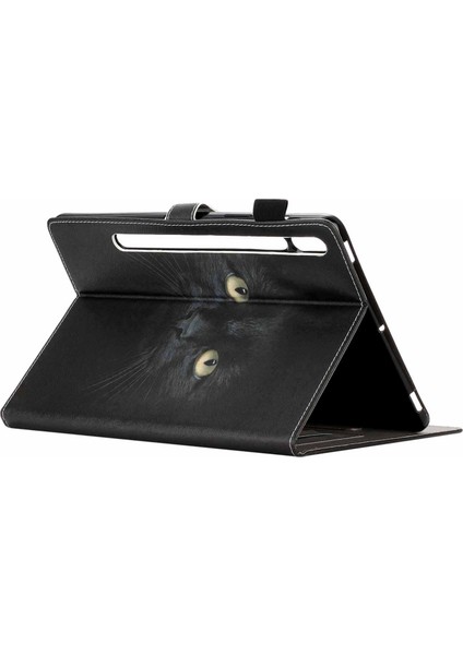 Desen Baskı Deri Kart Tutucu Standı Samsung Galaxy Tab S7 T870 T875 S8 CAT Eyes Tablet Kılıfı (Yurt Dışından)