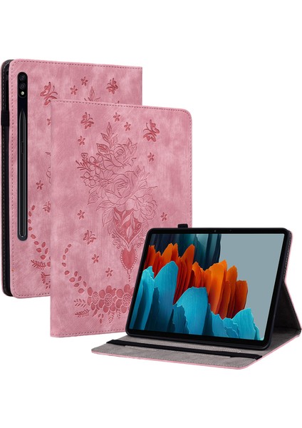 Deri Samsung Galaxy Tab S7 s8 Kart Yuvaları Standı Baskılı Tablet Kılıfı (Yurt Dışından)