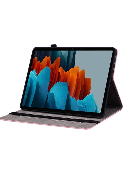 Deri Samsung Galaxy Tab S7 s8 Kart Yuvaları Standı Baskılı Tablet Kılıfı (Yurt Dışından)