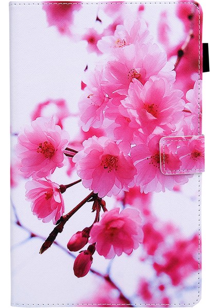 Samsung Galaxy Tab A7 10.4 (2020 2022) SM T500 T505 PLUM Blossom Desenli Standlı Deri Koruyucu Tablet Kılıfı (Yurt Dışından)
