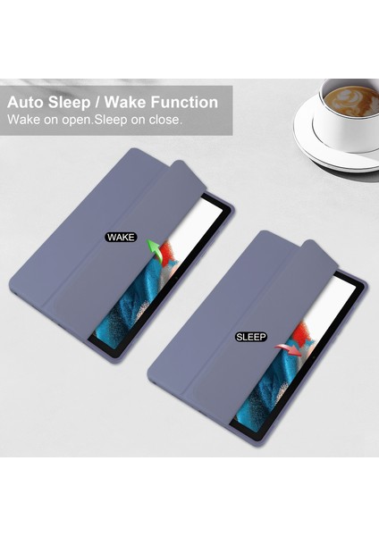 Şeffaf Arka Samsung Galaxy Tab A9 Pu Tpu Akrilik Kalem Yuvalı Tablet Kılıfı (Yurt Dışından)