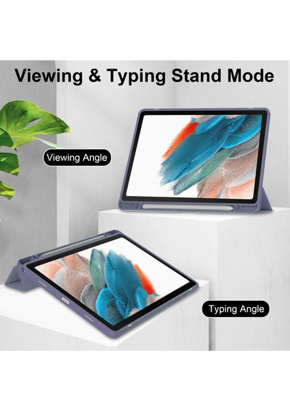Şeffaf Arka Samsung Galaxy Tab A9 Pu Tpu Akrilik Kalem Yuvalı Tablet Kılıfı (Yurt Dışından)