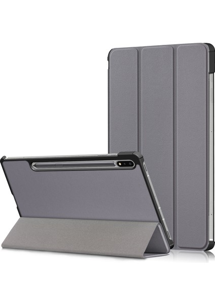 Üç Katlı Stand Düz ​​pu Deri Koruyucu Samsung Galaxy Tab S7 Fe T736 TAB S7 tab S8 Tablet Kılıfı (Yurt Dışından)