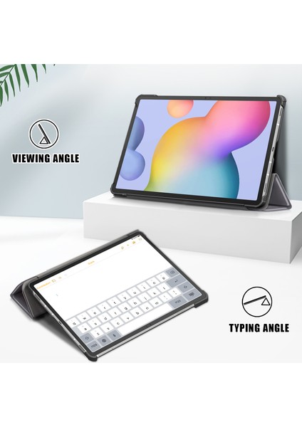 Üç Katlı Stand Düz ​​pu Deri Koruyucu Samsung Galaxy Tab S7 Fe T736 TAB S7 tab S8 Tablet Kılıfı (Yurt Dışından)