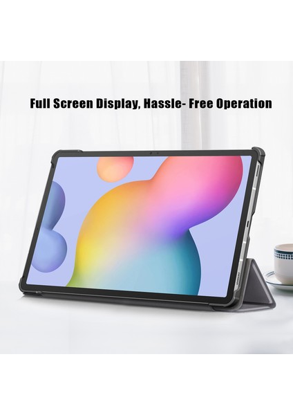 Üç Katlı Stand Düz ​​pu Deri Koruyucu Samsung Galaxy Tab S7 Fe T736 TAB S7 tab S8 Tablet Kılıfı (Yurt Dışından)