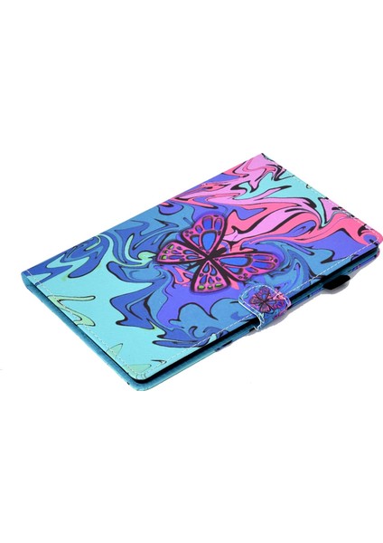 Samsung Galaxy Tab S8 SM X700 X706 Desen Baskı Pu Deri Manyetik Kart Yuvaları Stand Dikiş Kalem Tutucu Tablet Kılıfı (Yurt Dışından)