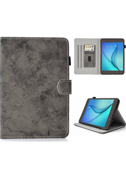 Samsung Galaxy Tab A 8.0 SM T350 T355C (2015) Kumaş Doku Pu Deri Kart Tutuculu Standı Tablet Kılıfı (Yurt Dışından)