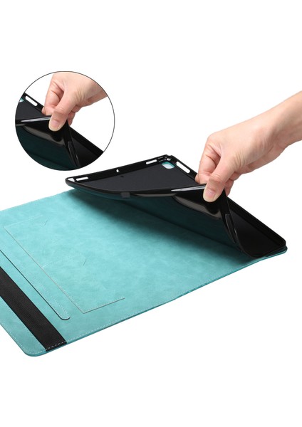 Eşkenar Dörtgen Baskı Tam Koruyucu Cilt Dokunmatik Pu Deri Koruyucu Samsung Galaxy Tab A 8.0 WI FI(2019)SM T290 Kart Yuvaları Tablet Kılıfı (Yurt Dışından)