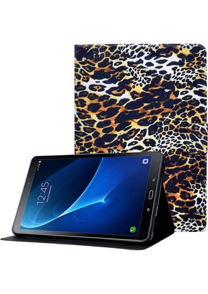 Samsung Galaxy Tab A 10.1 (2016) T580 T585 Desen Baskı Pu Deri Kart Yuvalı Standı Leopar Baskı Tablet Kılıfı (Yurt Dışından)