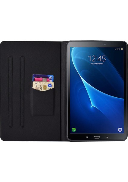 Samsung Galaxy Tab A 10.1 (2016) T580 T585 Desen Baskı Pu Deri Kart Yuvalı Standı Leopar Baskı Tablet Kılıfı (Yurt Dışından)