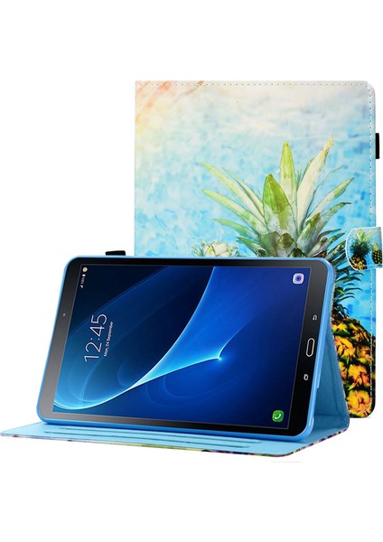 Samsung Galaxy Tab A 10.1 (T580 T585) Anti Drop Deri Dikişli Manyetik Kapatma Standı Kart Yuvaları Tablet Kılıfı (Yurt Dışından)