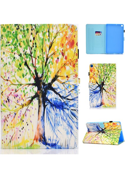 Desen Baskı Deri Kart Tutucu Samsung Galaxy Tab S6 Lite (2020) P610 P615 (2022 2024) HAYAT Ağacı Tablet Kılıfı (Yurt Dışından)