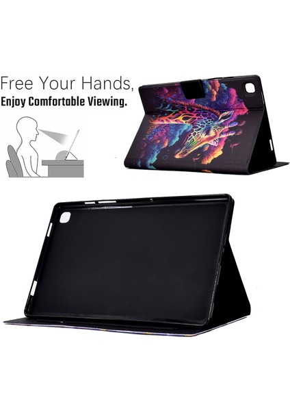 Deri Samsung Galaxy Tab A7 10.4 (2020 2022) T500 T505 Folio Flip Kart Tutucu Zürafa Tablet Kılıfı (Yurt Dışından) modelleri
