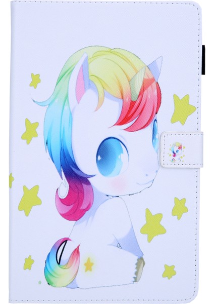 Desen Baskı Standı Deri Samsung Galaxy Tab A8 10.5 (2021) SM X200 X205 A8 10.5 (2022) BEBEK Unicorn Tablet Kılıfı (Yurt Dışından)