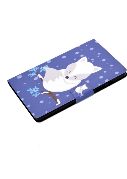 Desen Baskı Deri Standlı Samsung Galaxy Tab A 8.0 (2019) SM T290 SM T295 BEYAZ Tilki Tablet Kılıfı (Yurt Dışından)