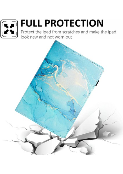 Samsung Galaxy Tab A 10.5 (2018) T590 T595 Akıllı Deri Çok Açılı Stand Mermer Desen Tablet Kılıfı (Yurt Dışından)
