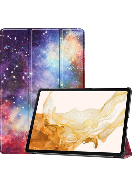 Samsung Galaxy Tab S9 Üç Katlı Stand Folio Pu Deri Desen Baskı Akıllı Galaxy Tablet Kılıfı (Yurt Dışından)