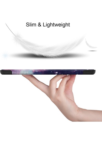 Samsung Galaxy Tab S9 Üç Katlı Stand Folio Pu Deri Desen Baskı Akıllı Galaxy Tablet Kılıfı (Yurt Dışından)