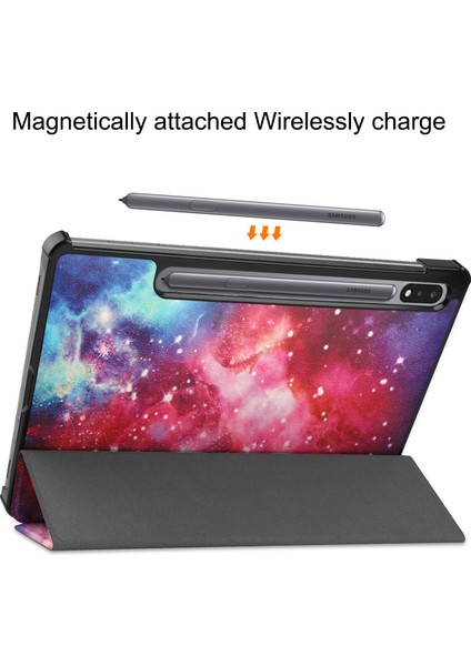 Samsung Galaxy Tab S9 Üç Katlı Stand Folio Pu Deri Desen Baskı Akıllı Galaxy Tablet Kılıfı (Yurt Dışından)