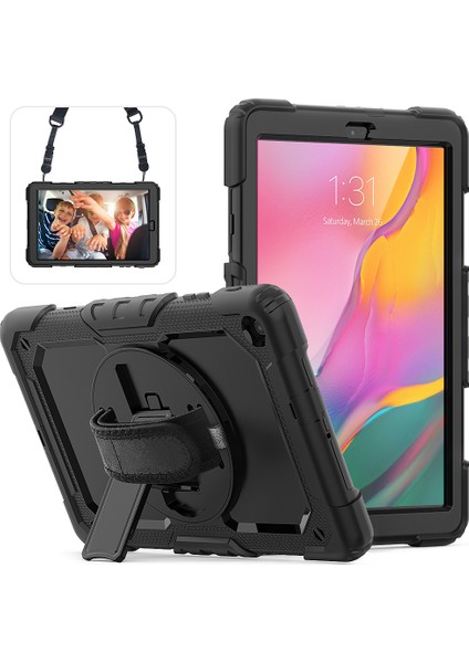 Pc Silikon Kayışlı Ekran Koruyucu Samsung Galaxy Tab A 10.1 (2019) SM T510 T515 SIYAH Tablet Kılıfı (Yurt Dışından)