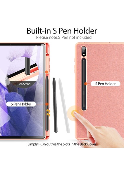Samsung Galaxy Tab S9 Pu Deri Üç Katlı Stand Folyo Tablet Kılıfı (Yurt Dışından)