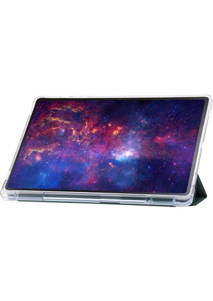 Samsung Galaxy Tab S9 Üç Katlı Stand Akıllı Pu Deri Akrilik Tpu Şeffaf Gece Yarısı Tablet Kılıfı (Yurt Dışından) fiyatları