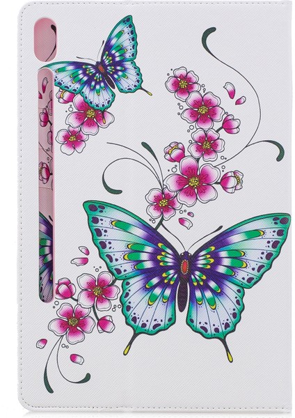 Desen Baskı Cüzdan Standı Deri Samsung Galaxy Tab S6 T860 LER Çiçekler Tablet Kılıfı (Yurt Dışından)