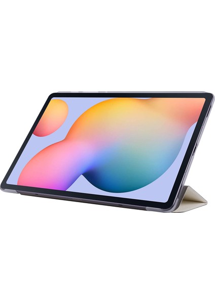 Samsung Galaxy Tab S7 s8 Beyaz Ipek Dokulu Üç Katlı Standlı Deri Tablet Kılıfı (Yurt Dışından)
