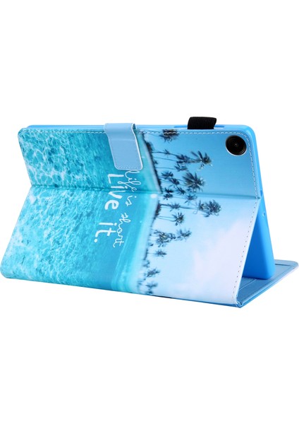Samsung Galaxy Tab A9 X110 X115 Flip Stand Pu Deri Desen Plaj Tablet Kılıfı (Yurt Dışından)