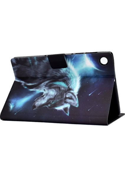 Samsung Galaxy Tab A8 10.5 (2021 2022) Manyetik Baskı Folio Flip Otomatik Uyandırma uyku Pu Deri Kart Yuvaları Standı Kurt Tablet Kılıfı (Yurt Dışından)