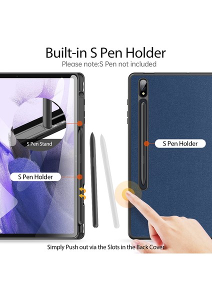 Samsung Galaxy Tab S9 Pu Deri Üç Katlı Stand Folyo Tablet Kılıfı (Yurt Dışından)