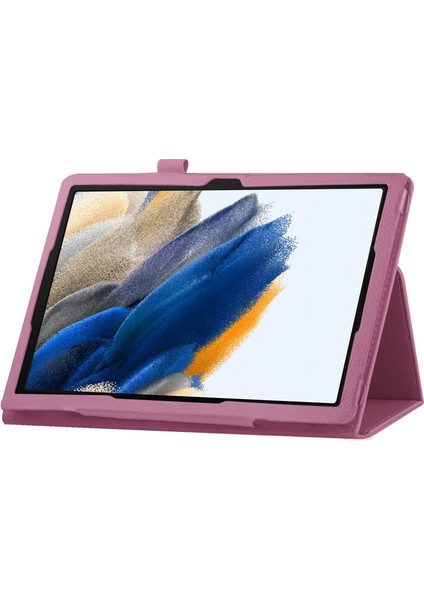 Samsung Galaxy Tab A8 10.5 (2021 2022) Litchi Doku Otomatik Uyandırma uyku Pu Deri Koruyucu Tablet Kılıfı (Yurt Dışından)