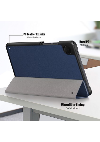 Samsung Galaxy Tab A9 X115 Pu Deri Üç Katlı Stand Tablet Kılıfı (Yurt Dışından)
