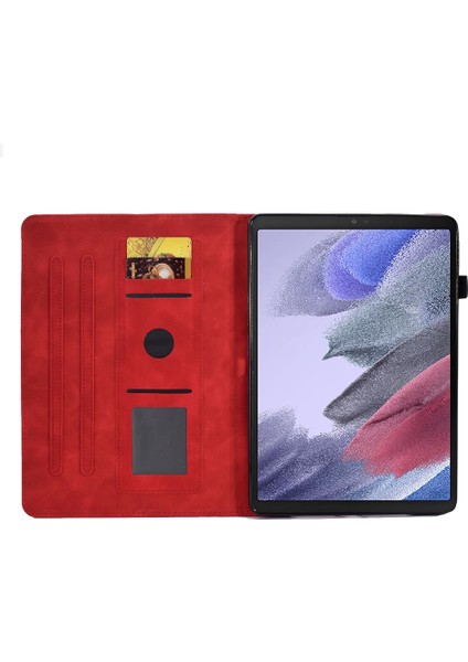 Samsung Galaxy Tab A7 Lite 8.7 Inç Çiçek Baskılı Pu Deri Dikiş Hattı Kart Tutuculu Stand Tablet Kılıfı (Yurt Dışından)