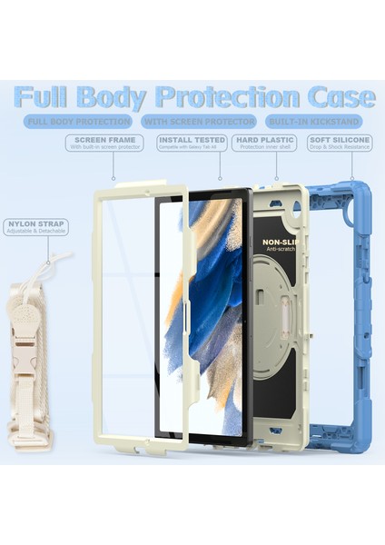 Samsung Galaxy Tab A8 10.5 (2021 2022) Pc Silikon Pet Ekran Koruyucu Döner El Askısı Tablet Kılıfı (Yurt Dışından) modelleri