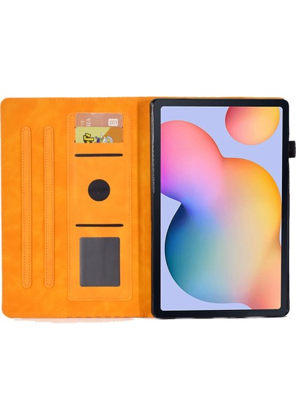 Samsung Galaxy Tab S6 Lite (2024 2022 2020) SM P610 615 Deri Desenli Baskılı Stand Haki Tablet Kılıfı (Yurt Dışından)