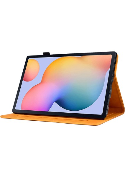 Samsung Galaxy Tab S6 Lite (2024 2022 2020) SM P610 615 Deri Desenli Baskılı Stand Haki Tablet Kılıfı (Yurt Dışından)
