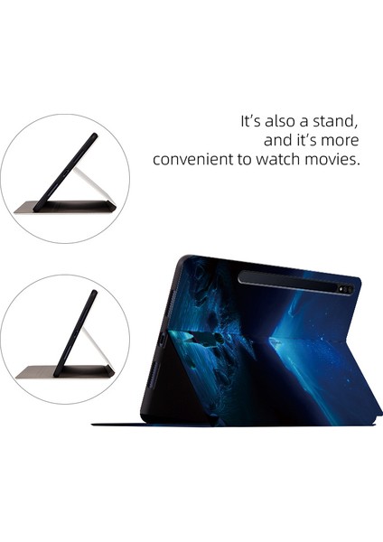 Samsung Galaxy Tab S7 s8 Pu Deri Flip Case Standı Desen Baskı Anti Drop Galaktik Aurora Tablet Kılıfı (Yurt Dışından)