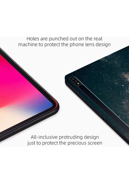 Samsung Galaxy Tab S7 s8 Pu Deri Flip Case Standı Desen Baskı Anti Drop Galaktik Aurora Tablet Kılıfı (Yurt Dışından)